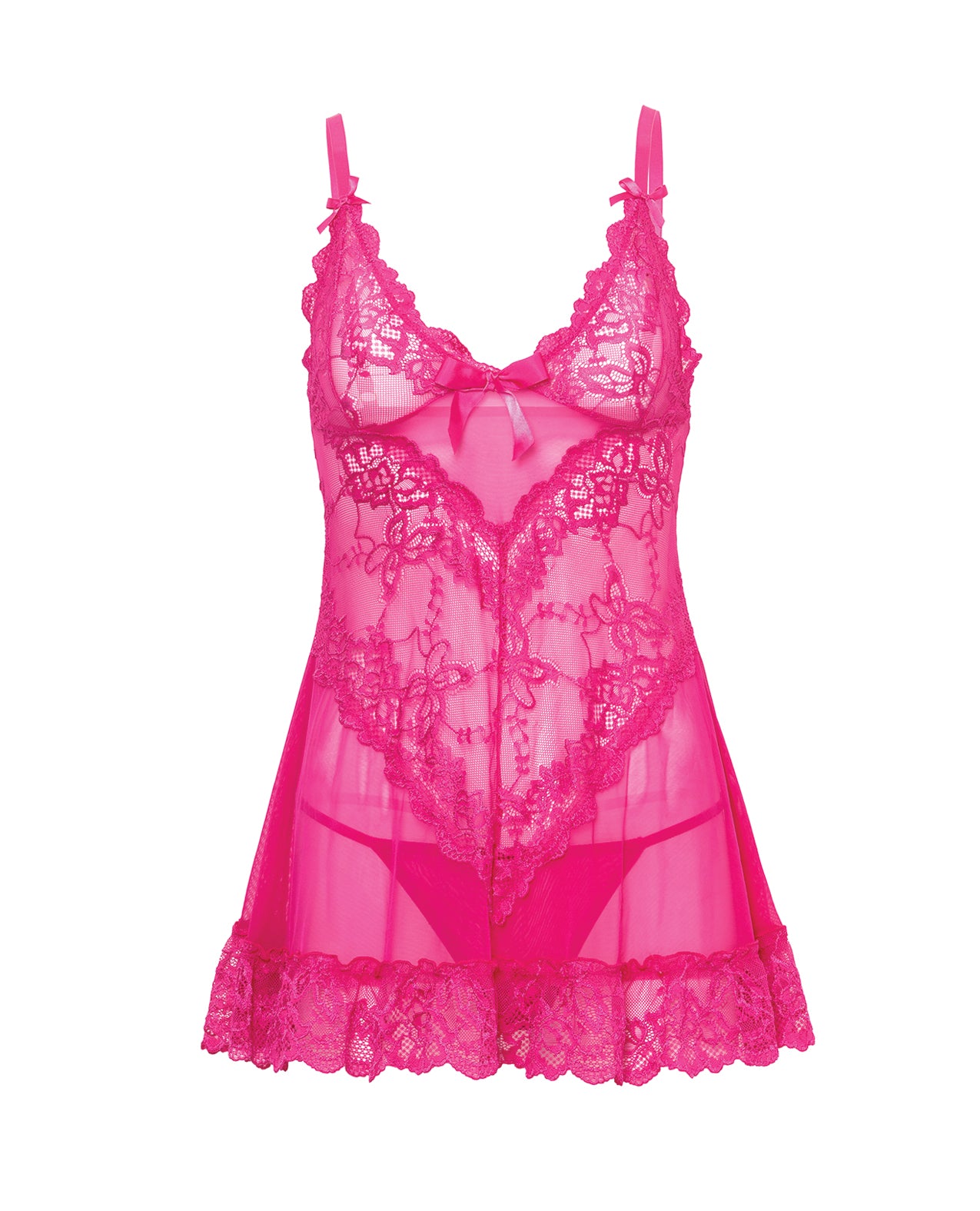 Valentine Lace Babydoll w/Bows & G-String by Oh La La Cheri