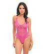 Valentine Lace Teddy w/Bow Details - Rose SM