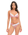 Glinda Mesh 2 pc Set w/Floral Embroidered Details - Pink & White SM