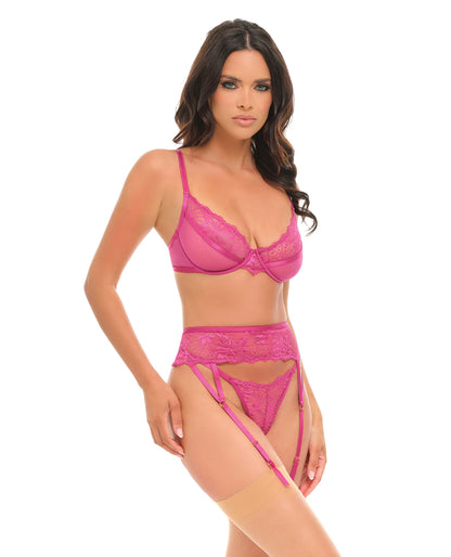Julia Lace & Mesh 3 pc Set w/G-String by Oh La La Cheri