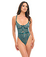 Paisley Lace & Mesh Teddy w/Bow Details - Turquoise S/M
