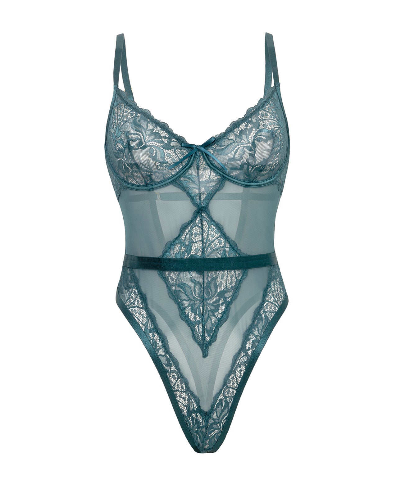 Paisley Lace & Mesh Teddy w/Bow Details by Oh La La Cheri