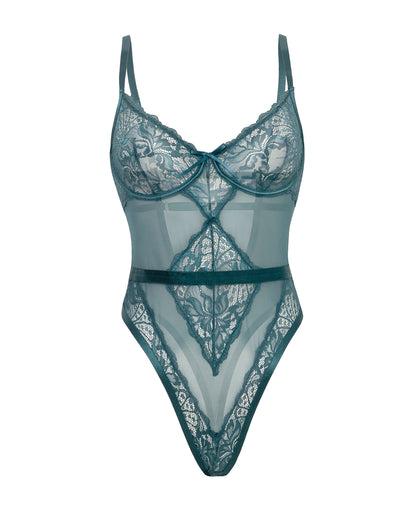Paisley Lace & Mesh Teddy w/Bow Details by Oh La La Cheri