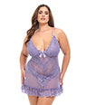 Valentine Lace Babydoll w/Bows & G-String - Purple 3X/4X by Oh La La Cheri