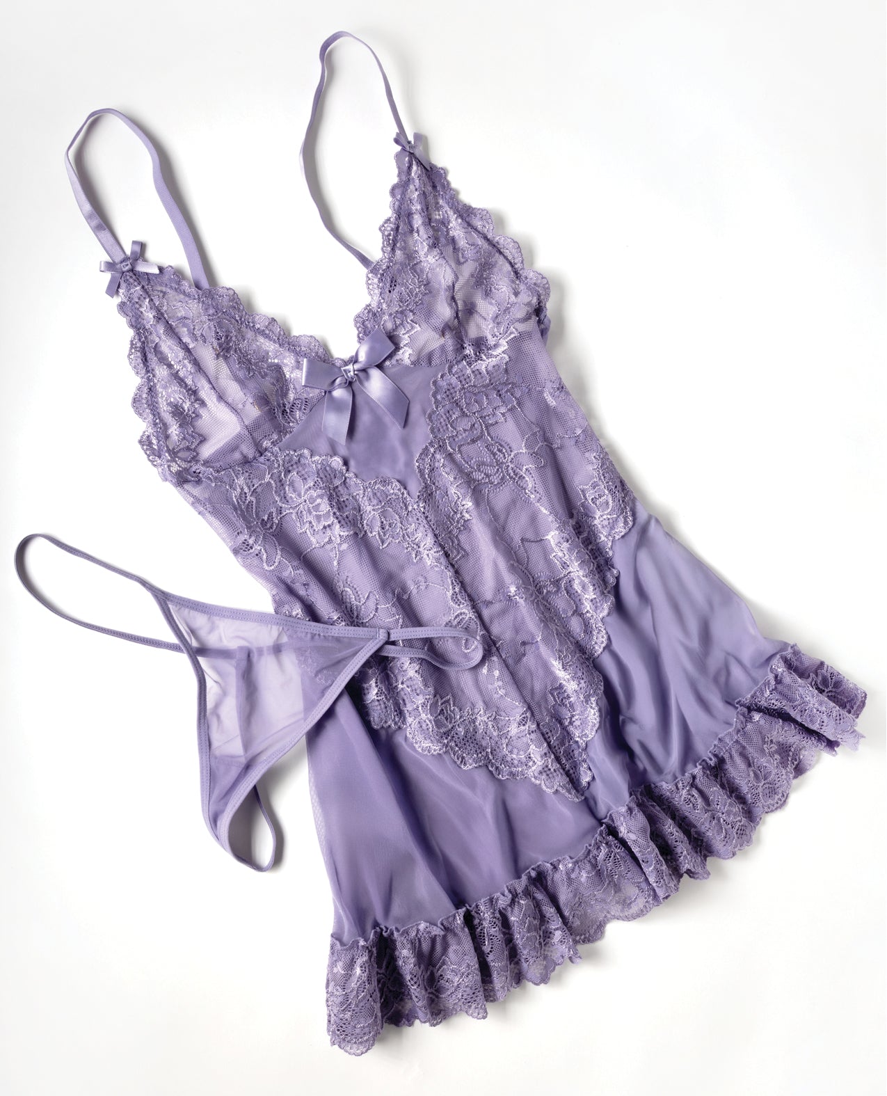 Valentine Lace Babydoll w/Bows & G-String - Purple 3X/4X by Oh La La Cheri