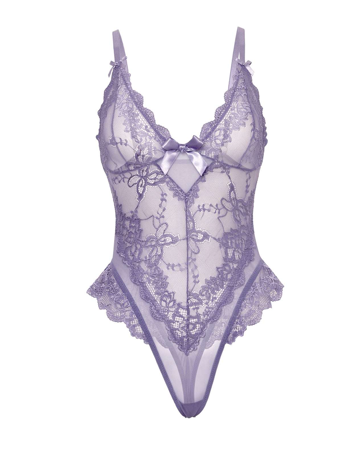 Valentine Lace Teddy w/Bow Details - Purple LG by Oh La La Cheri