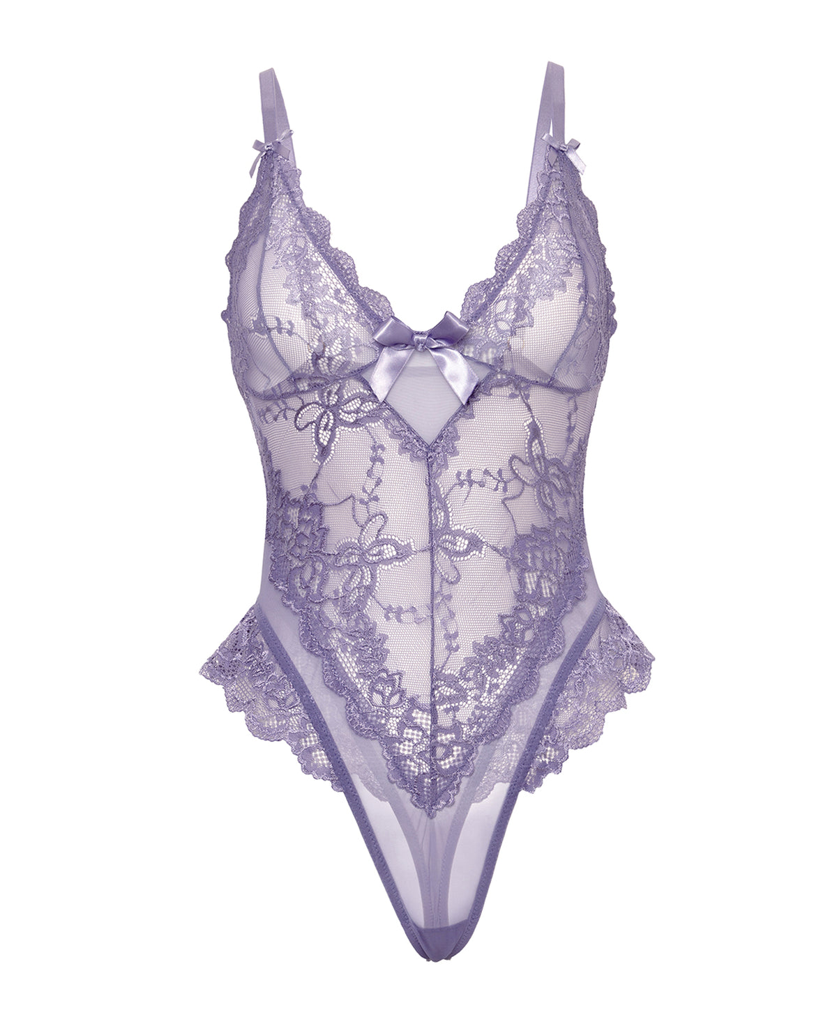 Valentine Lace Teddy w/Bow Details - Purple 1X/2X by Oh La La Cheri