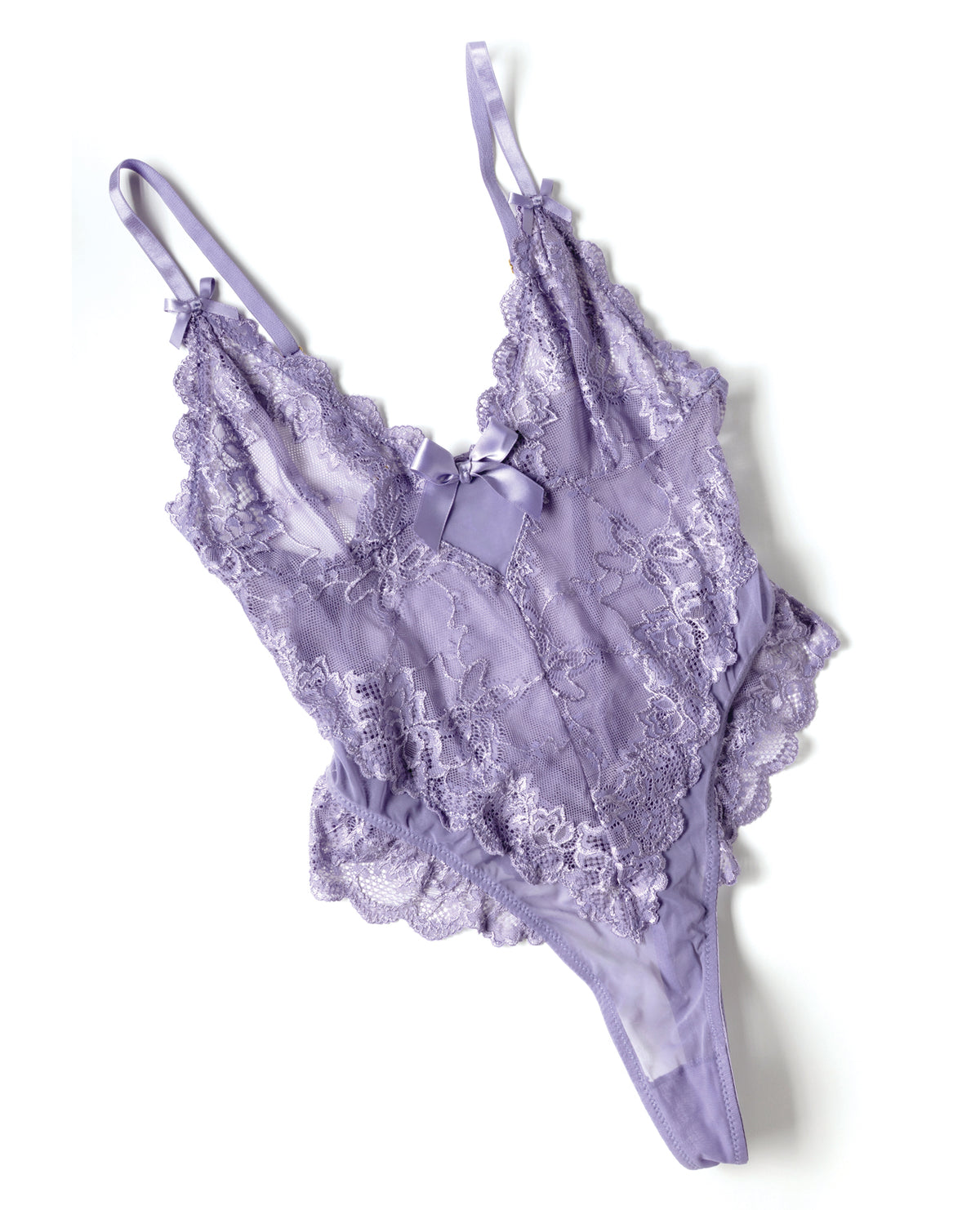 Valentine Lace Teddy w/Bow Details - Purple 1X/2X by Oh La La Cheri