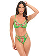 Cheri Underwire Embroidered 2 pc Set w/Cherry Charm Details - Neon Green MD by Oh La La Cheri