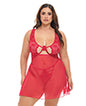 Tiana Lace Babydoll w/Side Slits & Strap Details - Red 1X/2X by Oh La La Cheri