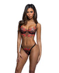 Midnight Rose Multicolor Floral Embroidered Lace Bralette w/Thong - Black/Hot Pink LG by Roma Confidential