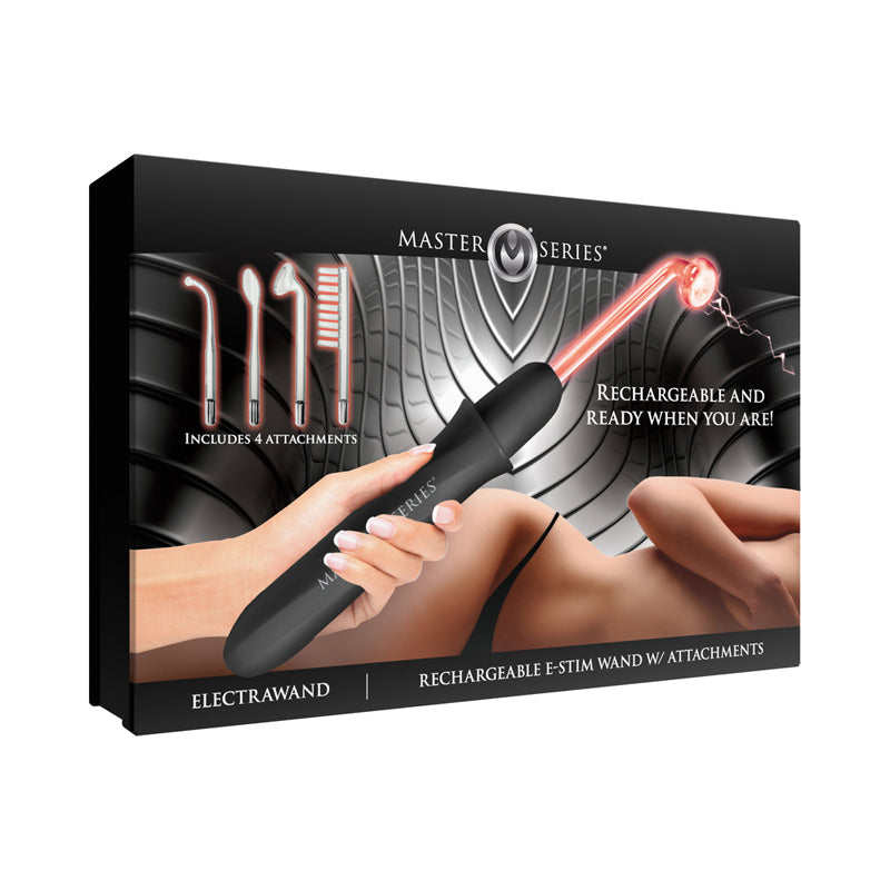 Master Series Elektrawand Rechargeable E-Stim Wand with Attachments Black by XR LLC
