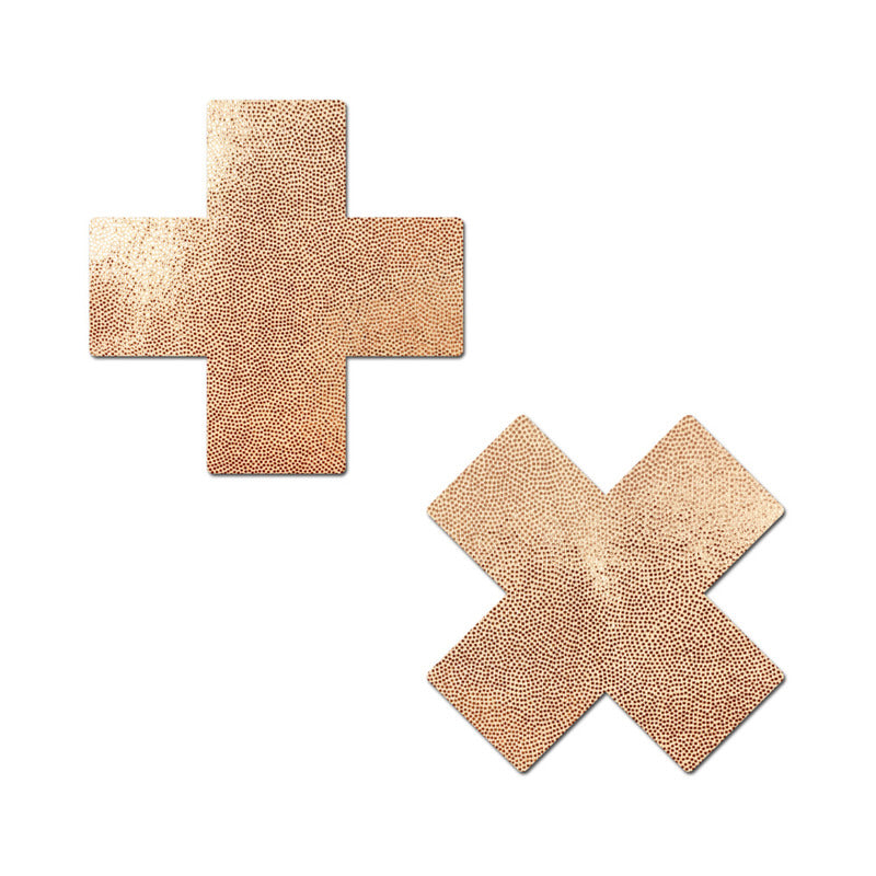 Pastease Everyday Reusable Pasties Rose Gold Vegan Luxury Suede Cross Nipple Covers by Pastease