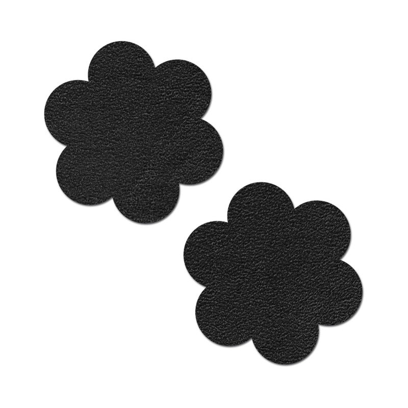 Pastease Everyday Reusable Pasties Onyx Flat Black Vegan Suede Flower Nipple Covers by Pastease