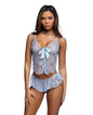 Lace Essentials Lace Camisole w/Ruffle Shorts 2 pc Set - Light Blue 1X/2X by Roma Confidential