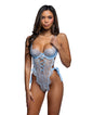 Dreamer's Lust Lace and Satin Teddy - Light Blue XS by Roma Confidential