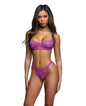 Sheer Desire Floral Lace Bra & Thong 2 pc Set - Fuchsia MD