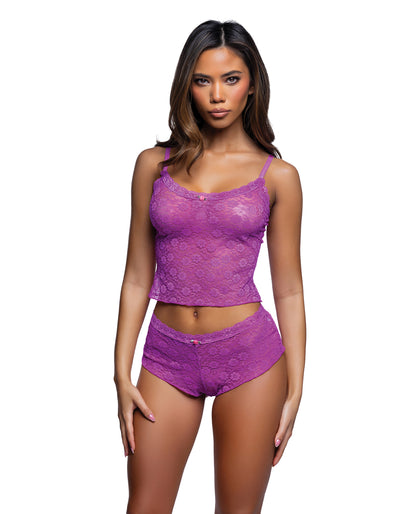Lacy Lounger Floral Lace Camisole w/Matching Shorts by Roma Confidential