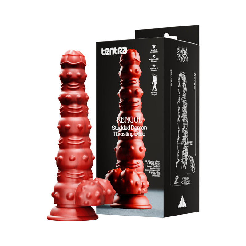Tentra Rengol Studded Demon Thrusting Dildo Red by Vvole