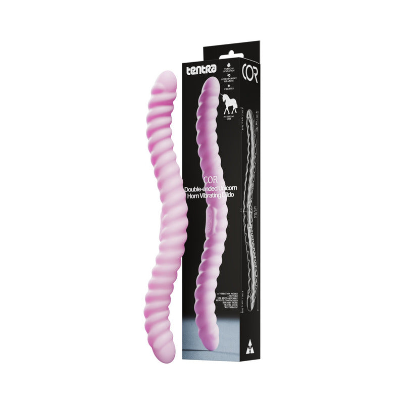 Tentra Cor Unicorn Horn Double-Ended Vibrating Dildo Pink by Vvole