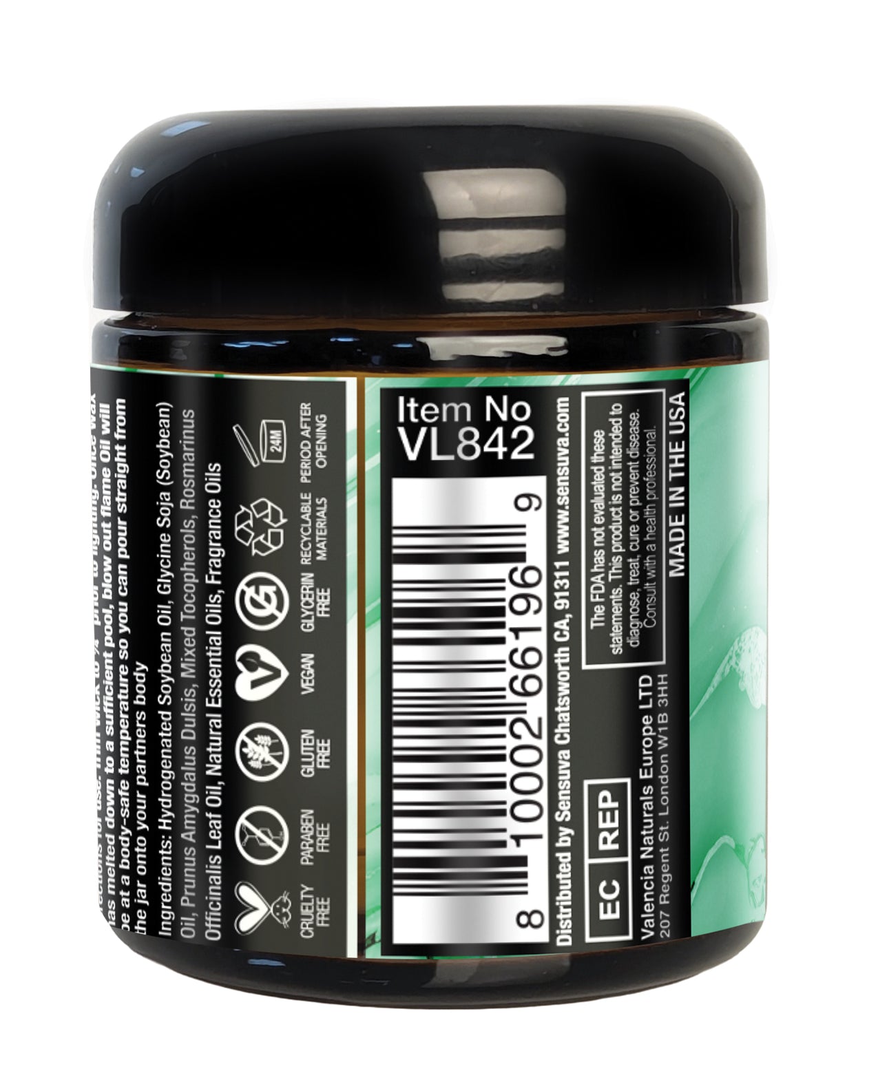 Sensuva Lit Eucalyptus & Tea Leaf Releaf Luxury Massage Candle - 4 oz by Sensuva