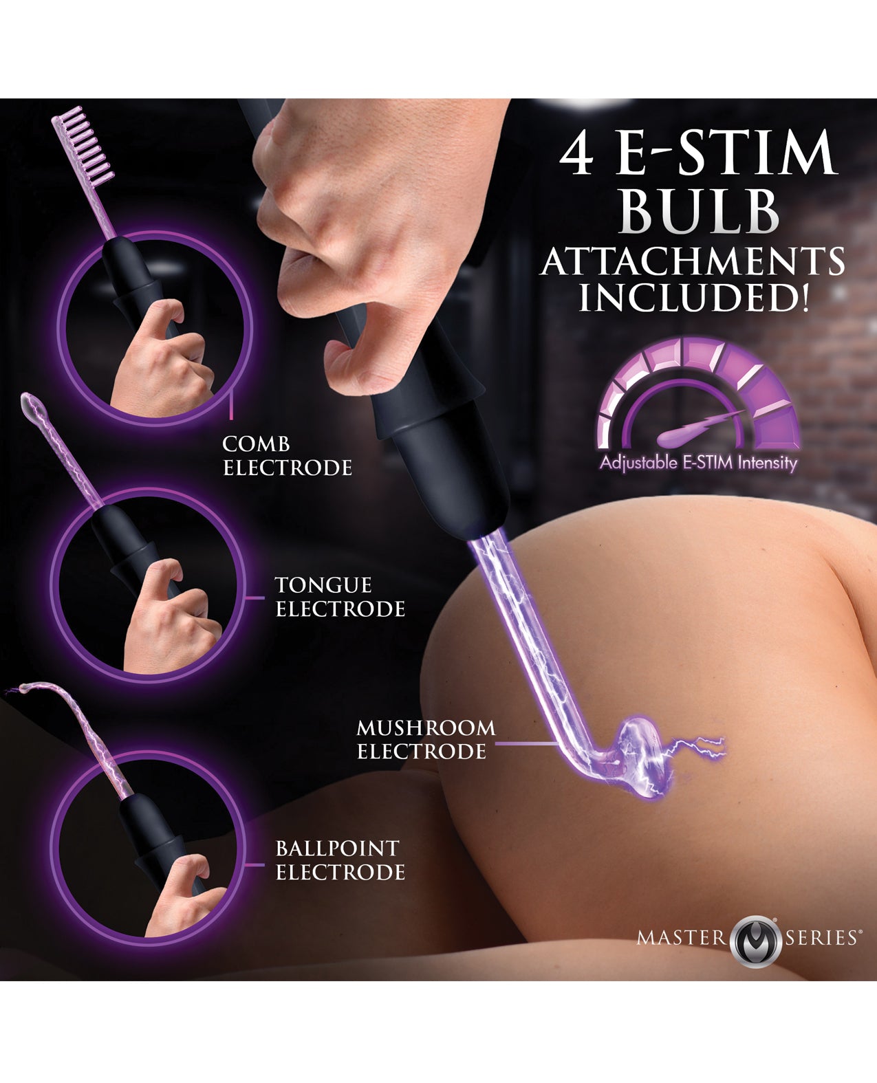 Master Series Elektrawand Rechargeable Violet Wand w/Attachments - Black by Master Series