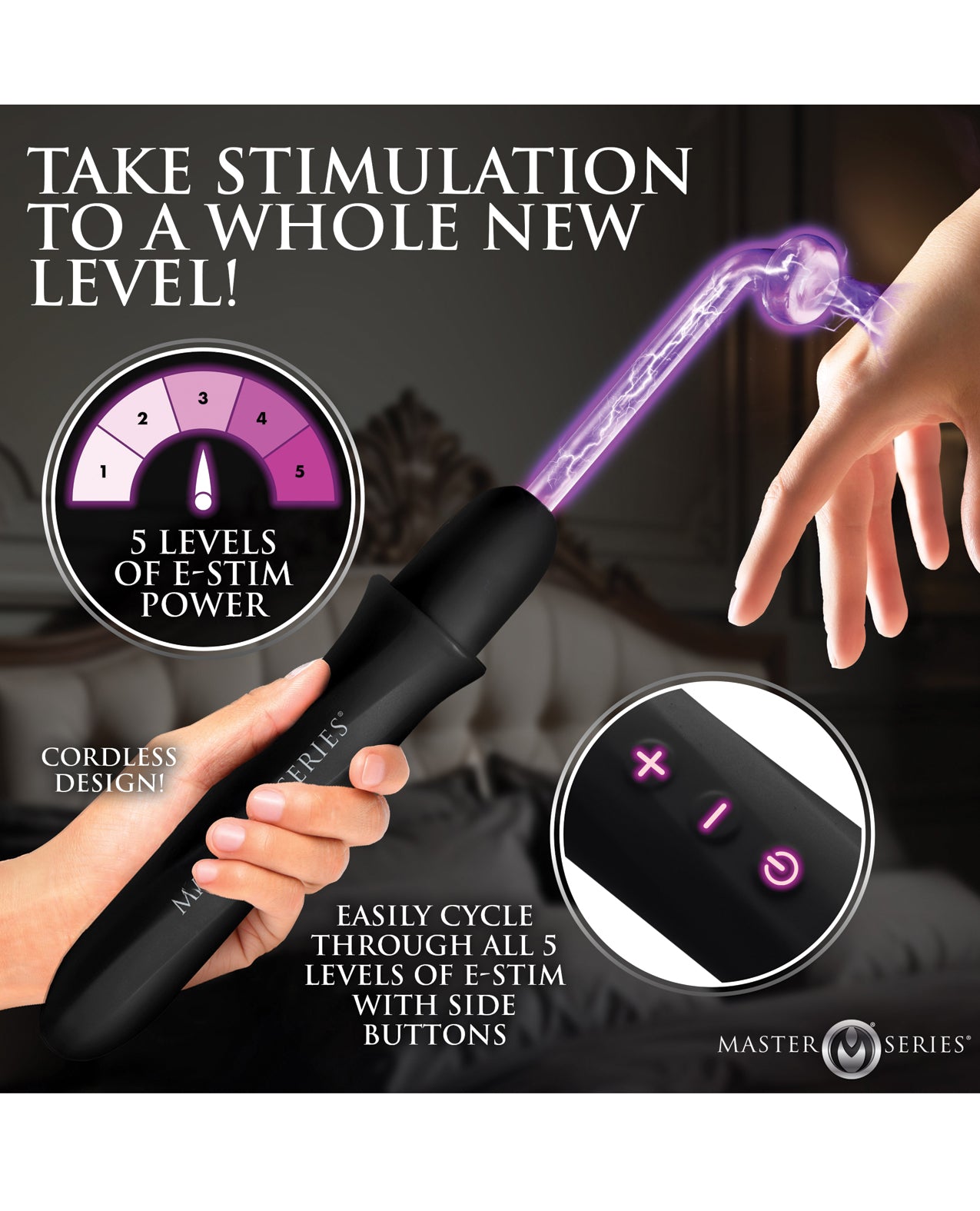 Master Series Elektrawand Rechargeable Violet Wand w/Attachments - Black by Master Series