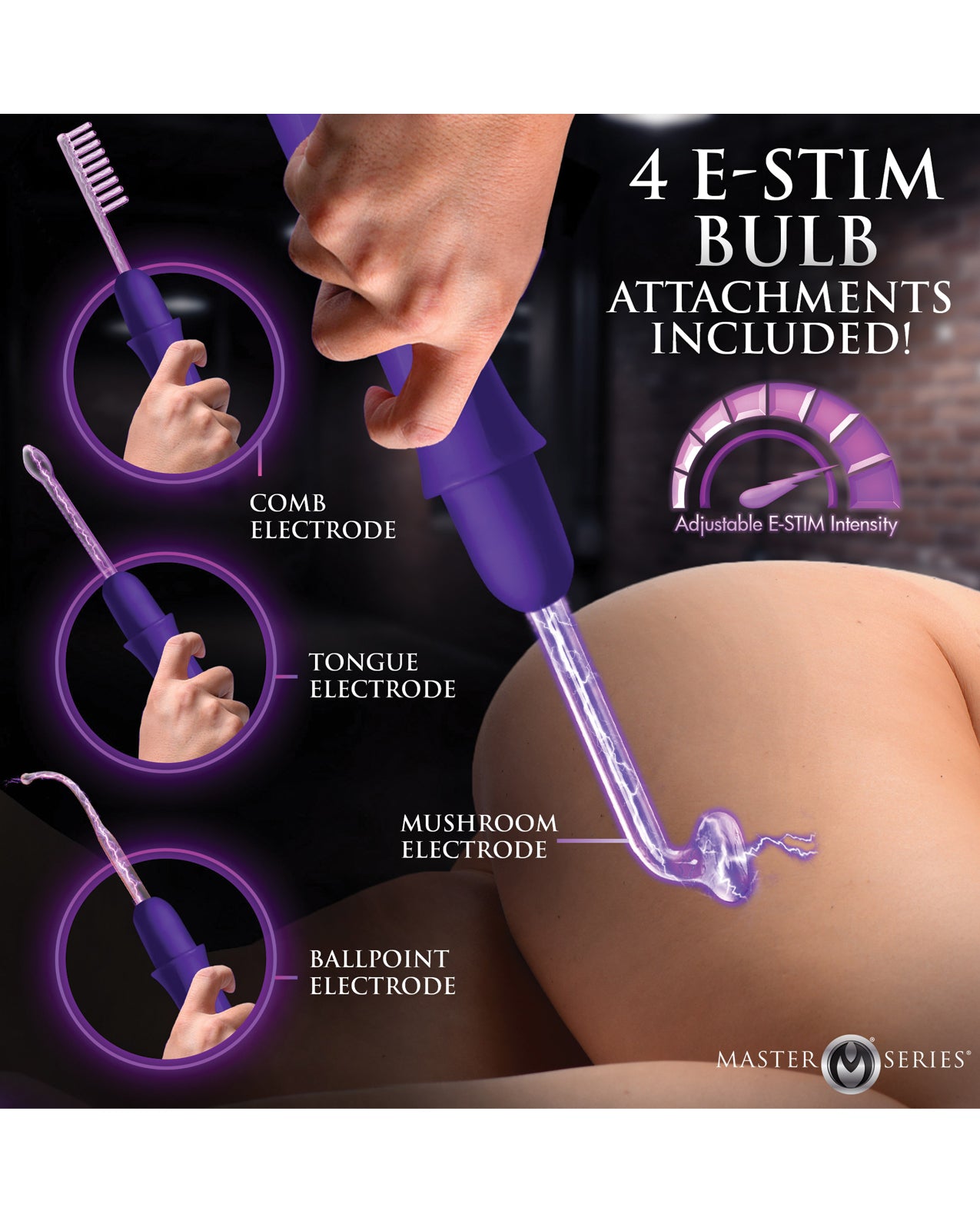 Master Series Elektrawand Rechargeable Violet Wand w/Attachments - Purple by Master Series