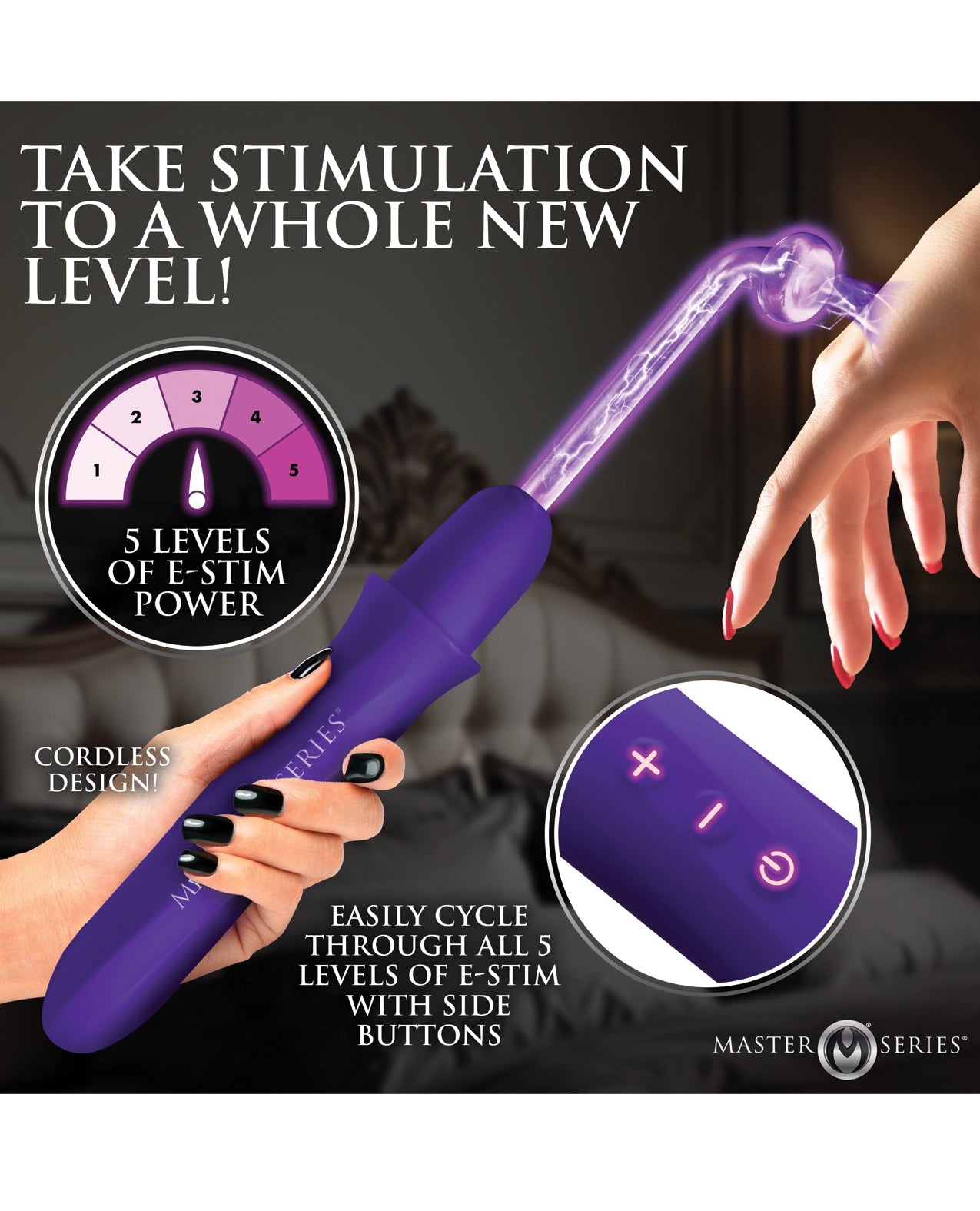 Master Series Elektrawand Rechargeable Violet Wand w/Attachments - Purple by Master Series
