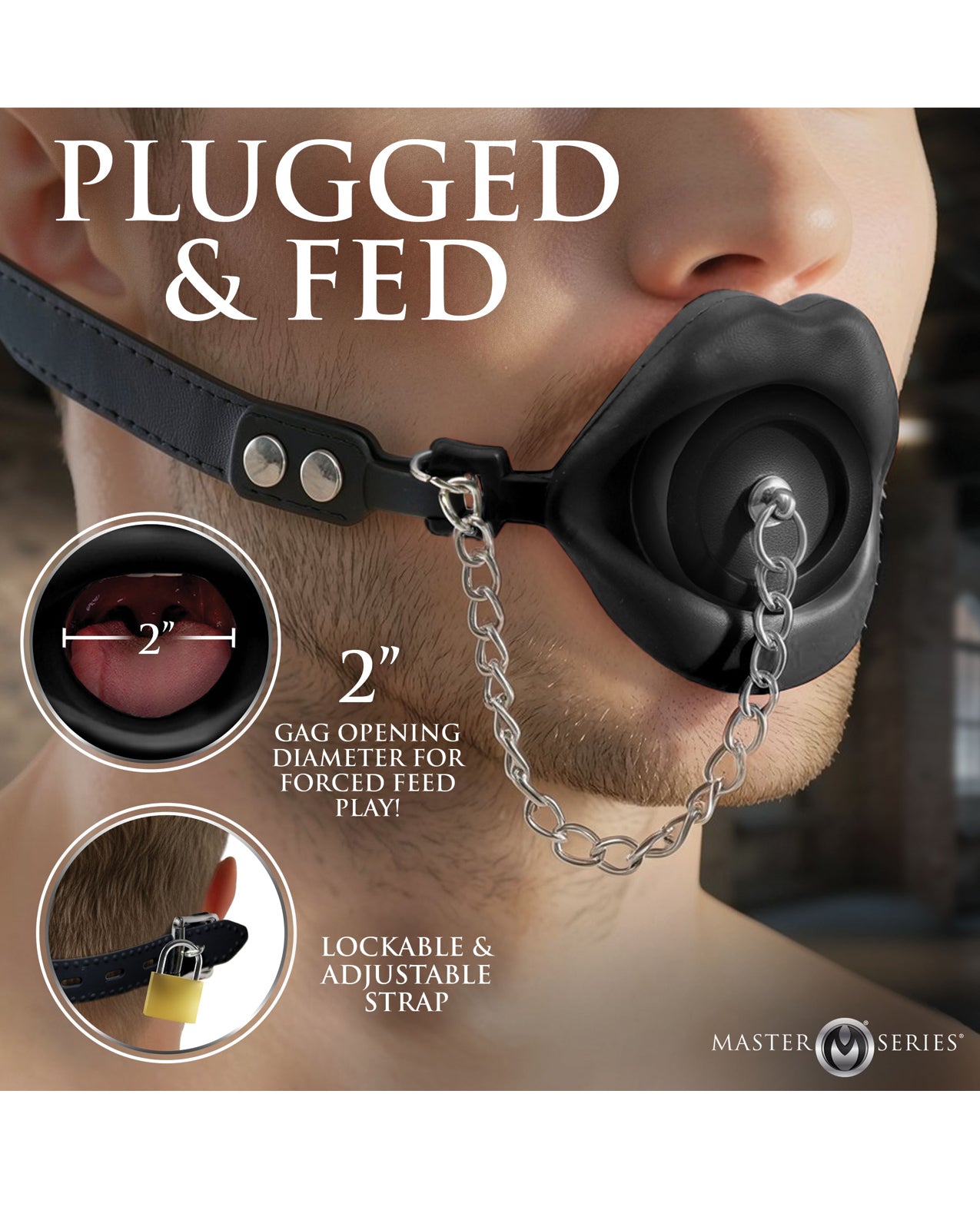 Master Series Plugged Silicone Feeding Gag - Black by Master Series