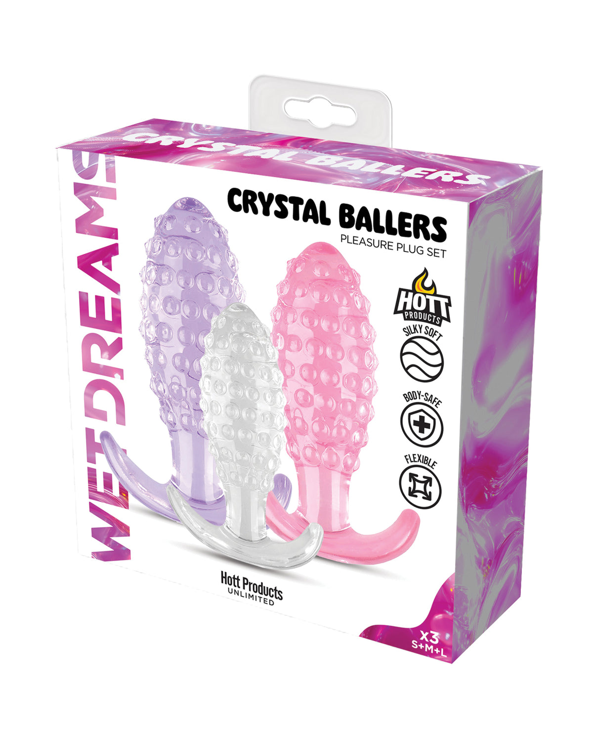 Wet Dreams Crystal Ballers Anal Plugs 3 Pack by Wet Dreams