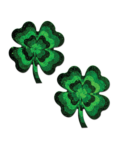 Pastease Four Leaf Clover Glitter Velvet Pumping Shamrock - Green O/S by Pastease