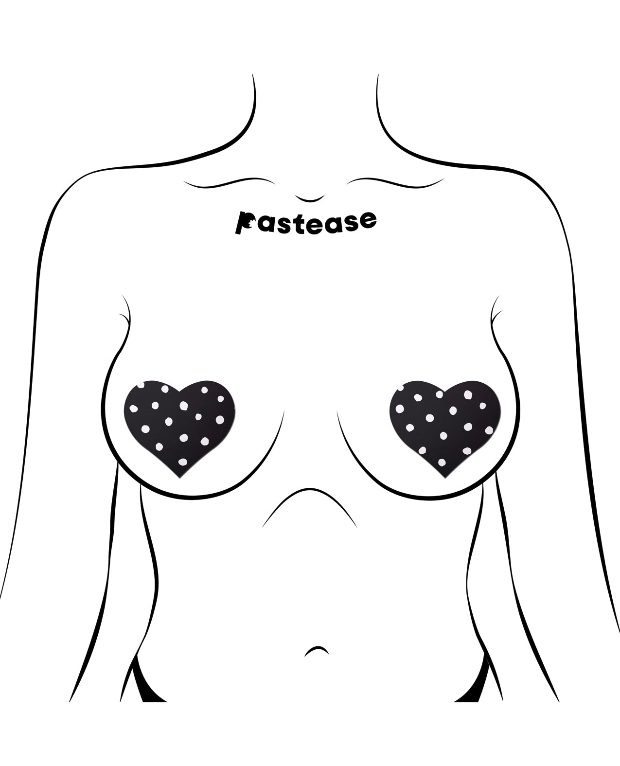 Pastease Heart w/Polka Dot - White/Black O/S by Pastease