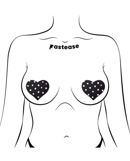 Pastease Heart w/Polka Dot - White/Black O/S by Pastease