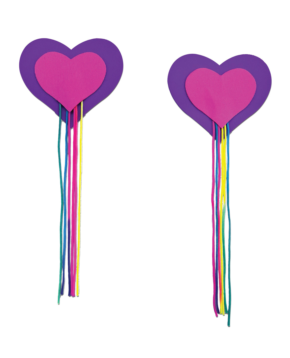 Pastease Hearts w/Fringe Rainbow Tassels - Neon Pink/Purple O/S by Pastease