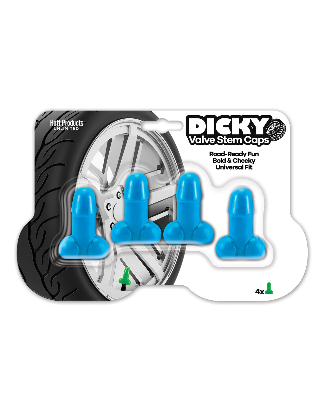Dicky Valve Stem Caps - Blue 4 Pack by Hott Products