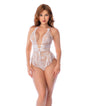 Sheer Lace Halter Teddy - White L/XL by Mapale