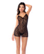 Sheer Lace Babydoll w/Strappy Open Back & Thong - Black L/XL by Mapale