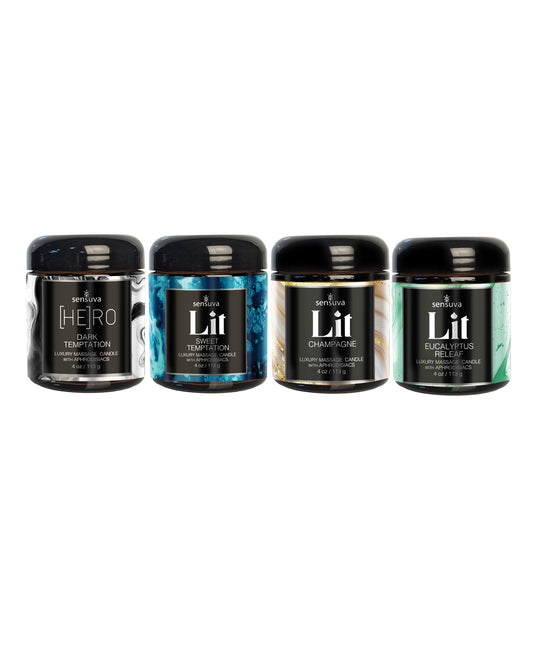 Sensuva Lit 4 pc Variety Pack Luxury Massage Candles by Sensuva