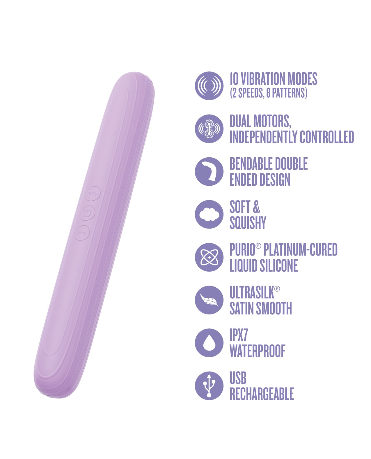 Play With Me Double Ended Vibrator - Purple by Play With Me