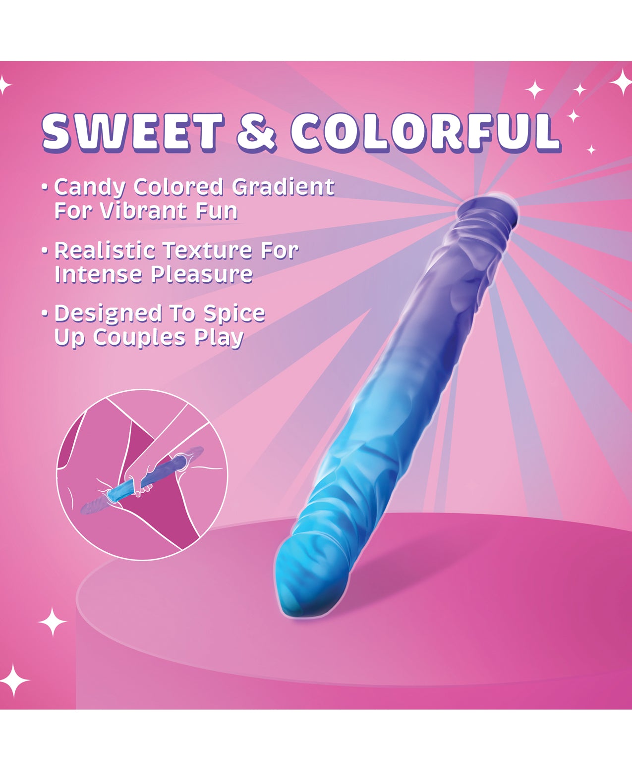 Blush B Yours 14" Large Double Dong Sugar Stud - Multi Color by B Yours