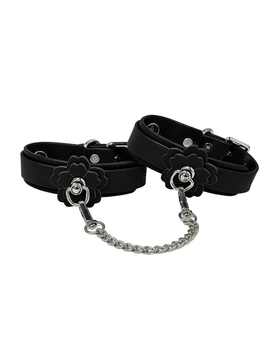 Heat Tease Flower Cuffs - Black/Pink by Heat Tease