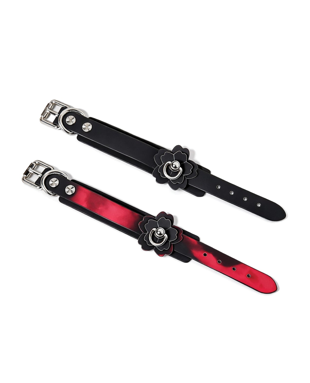 Heat Tease Flower Cuffs - Black/Pink by Heat Tease