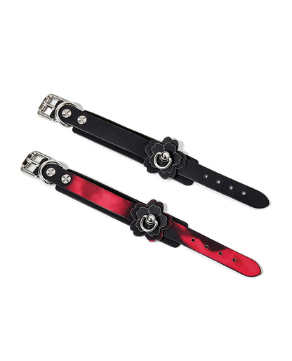 Heat Tease Flower Cuffs - Black/Pink by Heat Tease