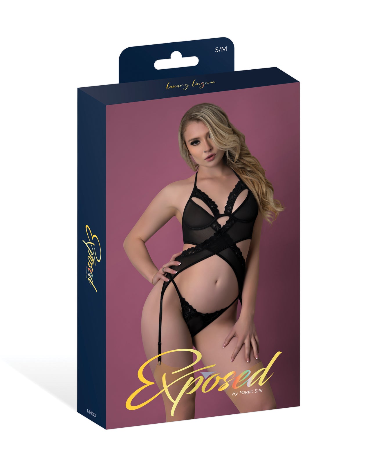 Rush Merry Widow & Panty Set - Black S/M by Exposed