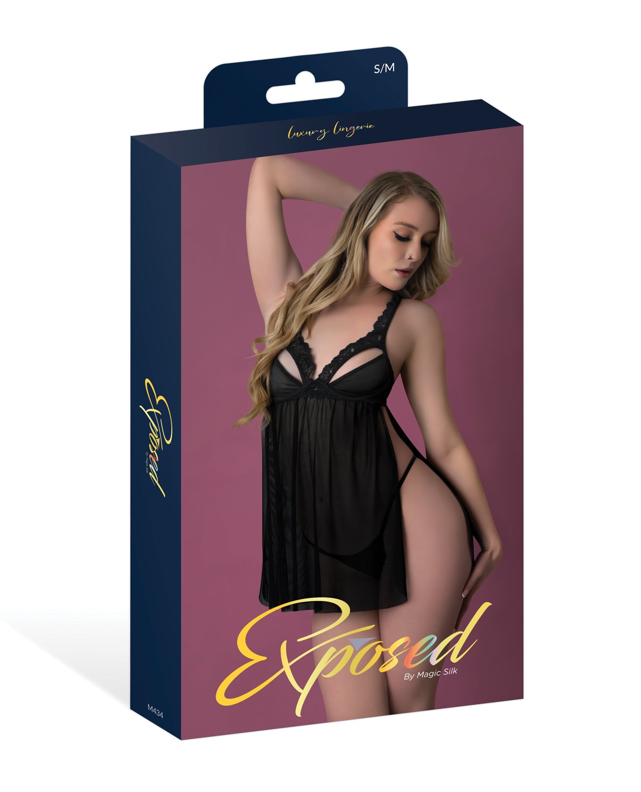 Rush Lace & Mesh Baby Doll - Black L/XL by Exposed