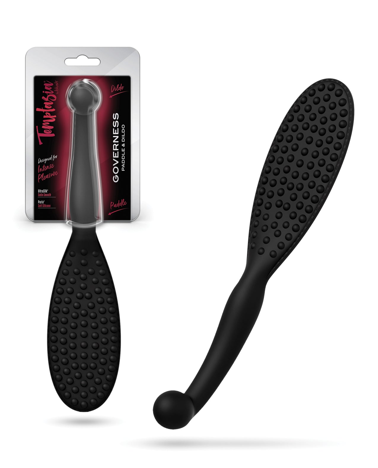 Blush Temptasia Governess Paddle $ Dildo - Black by Temptasia