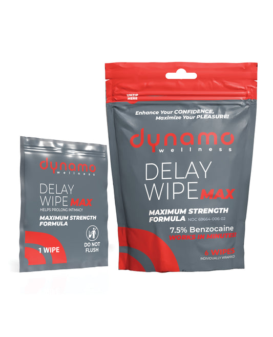 Dynamo Wellness Maximum Strength Delay Wipe 7.5% - 6 Pack by Screaming O