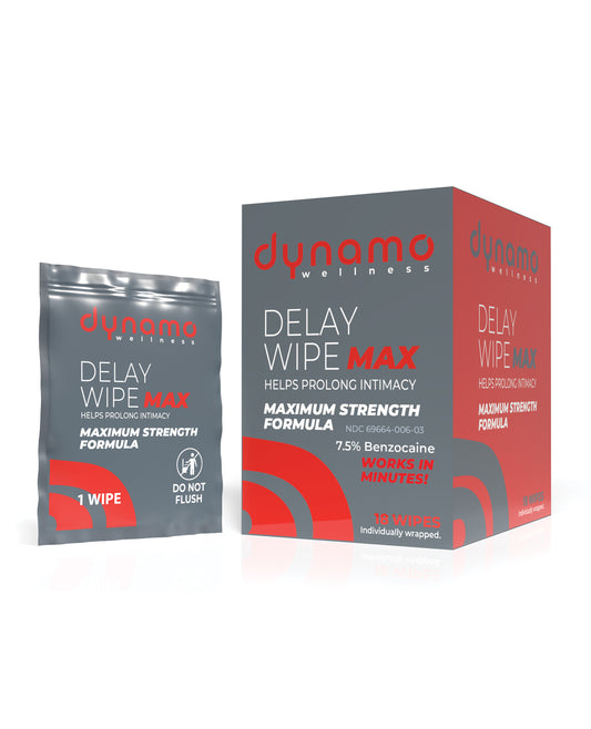 Dynamo Wellness Maximum Strength Delay Wipe 7.5% - 18 Pack by Screaming O