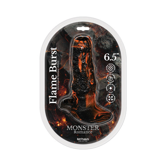 Monster Romance Flame Burst Textured Penis Sleeve with Scrotum Strap by Hott Products Unlimited